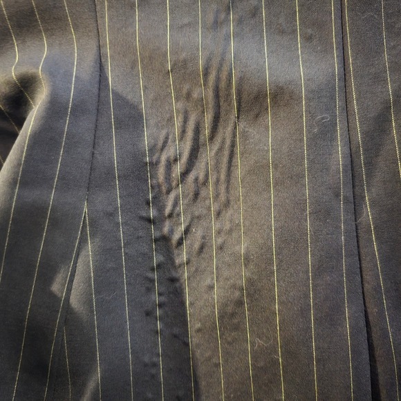 VTG DANA BUCHMAN Blazer Wool Black Pinstripe Women Sz 6 Yellow Trim Classic Y2K - Picture 16 of 16